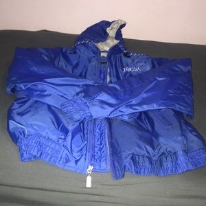 A blue LCA rain jacket.